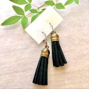 Vintage Bronze Black Tassel Suede Earrings